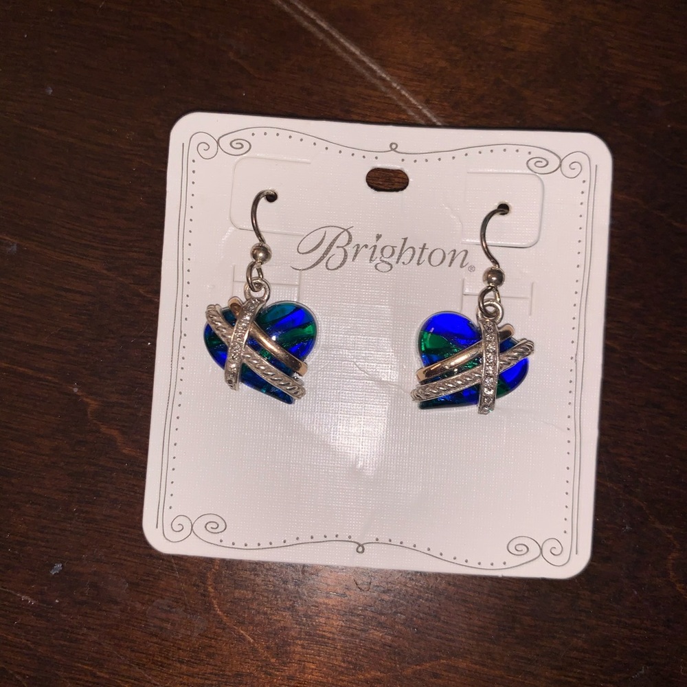 COPY - Brighton blue and green heart earrings